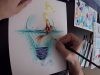 watercolor and airbrush painting fish into a bulb