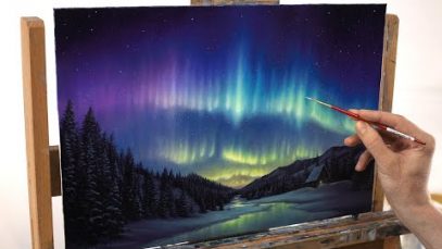 AcrylicOil Painting Time lapse Aurora Borealis