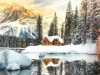 Snowy Winter Landscape in Watercolor Painting