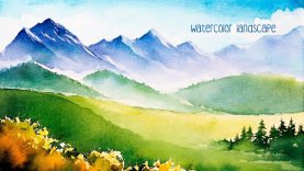 Watercolor mountains