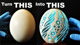 I Carve an Ostrich Egg filled with Resin and it glows