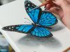 Blue Morpho Butterfly Acrylic painting Homemade Illustration 4k