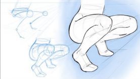How to Draw Legs Squatting Down in Perspective