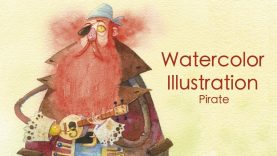 Watercolor Illustration Pirate