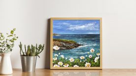 Challenge 24 Ocean view with wildflower ACRYLIC painting