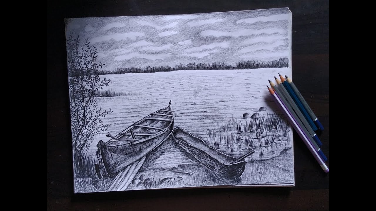 How to draw scenery of rainy season by pencil sketch step by  step_HD_哔哩哔哩_bilibili