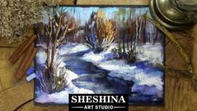 How to draw a winter landscape with soft pastels