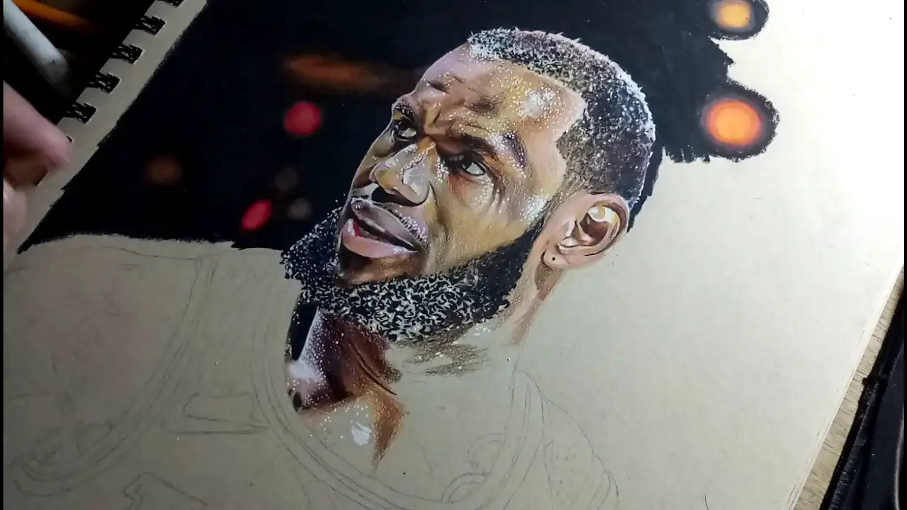 Drawing LeBron James - colored pencil