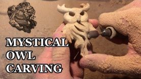 WOOD CARVING WOODEN OWL PENDANT MYSTICAL OWL CARVING
