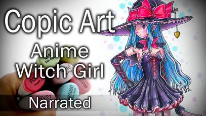 Copic Art Anime Witch Girl DRAWING Narrated