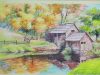 Painting A House Landscape with Watercolor Pencil step by step
