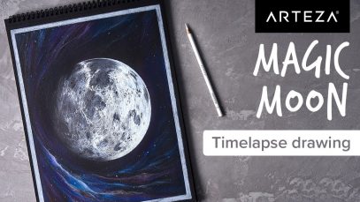 TIMELAPSE Ethereal Moon Drawing with Arteza Colored Pencils Arteza