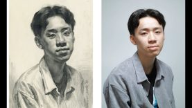 Young men portrait sketching in Pencil