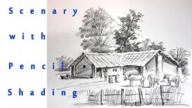 Scenary of Village Pencil Shading Real Time