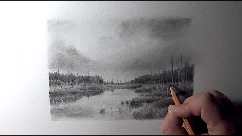 Easy landscape drawing in pencil - Scenery drawing - PaintingTube