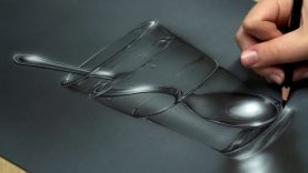 How to Draw a Glass of Water with pencil and airbrush Artists Around the World