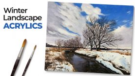 Landscape Painting with Acrylics Winter Scene