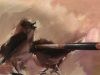 Sparrows Japanese Inspired Oil Painting