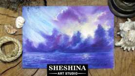 How to draw storm clouds on the sea with soft pastels