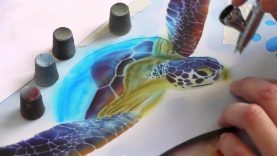 Airbrush Tutorial Turtle Sealife Stencil Harder amp Steenbeck Airbrush Anleitung