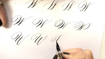 Modern calligraphy letter quotWquot