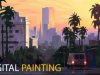 City Sunset Digital Painting Process