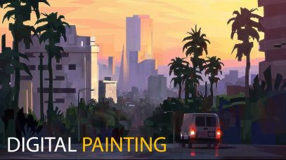 City Sunset Digital Painting Process