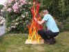 DIY garden idea decorative fire sculpture tutorial