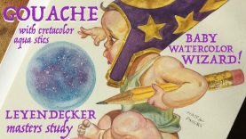 Gouache Leyendecker Baby Watercolor Wizard Study