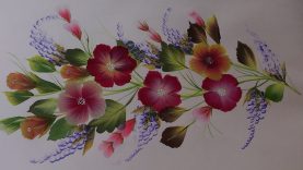 Painting. One stroke painting. Decorative floral Composition