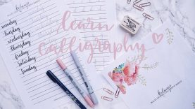 Learn Calligraphy Brush Lettering for your Bullet Journal Tutorial with Free Practice Sheets