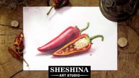 How to draw red peppers with soft pastels