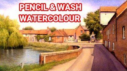 HOW TO PAINT Watercolour Landscapes with BuildingsTreesWater Tips For Pencil amp Wash Painting