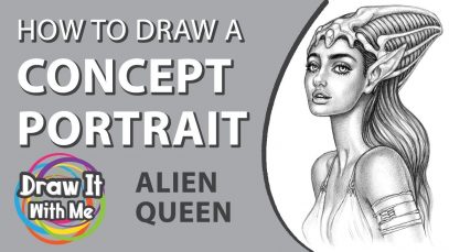 How to Draw a Concept Portrait Alien Queen