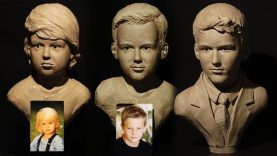James Cook Sculpture Demo aging self portrait sculpture in clay