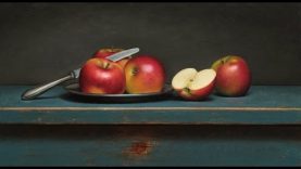 Old master inspired apple still life painting