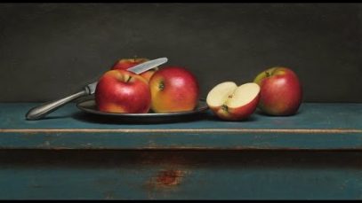 Old master inspired apple still life painting