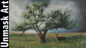 Overcast Tree amp Deer Soft Pastel Drawing Time Lapse