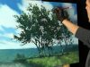 Oil painting tips and tricks with Tim Gagnon tree foliage directional brush strokes