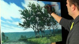Oil painting tips and tricks with Tim Gagnon tree foliage directional brush strokes
