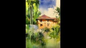 Watercolor Painting Demo by Milind Mulick sir of a house in Konkan Art Class