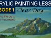 Acrylic Landscape Painting Tutorial How to Paint Sky Clouds and Snowy Mountain Clear Day Ep.1