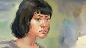 Watercolor Portrait Painting Short Hair Girls