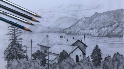Simple landscape drawing for beginners pencil sketch scenery drawing