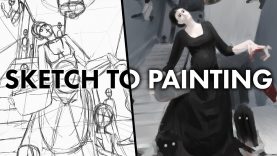 From Sketch To Painting Black Widow Drawing