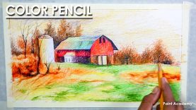 Landscape Drawing in Color Pencil