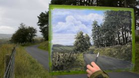 Plein Air Landscape Oil Painting in the Wind and Rain
