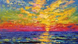 SUNSET OCEAN Palette Knife Acrylic Tutorial FREE Step by Step Painting Lesson LIVE