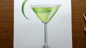 Drawing a Glass of Lime Juice Using Prismacolor colored pencils