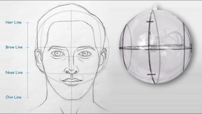 How to draw head Front view using Andrew Loomis method